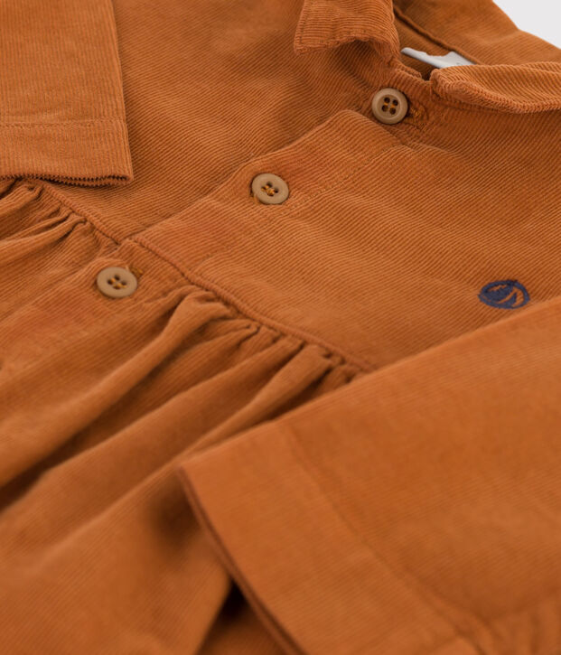 Robe manches longues b&eacute;b&eacute; en velours fin marron