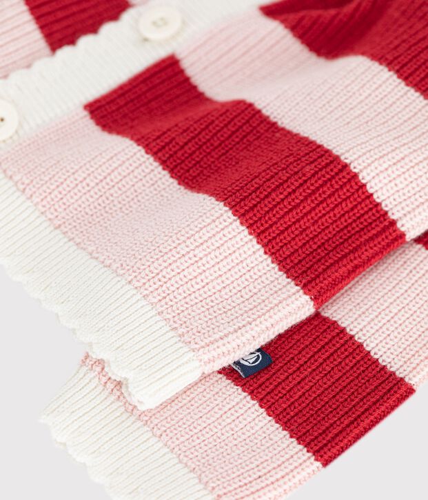 Cardigan b&eacute;b&eacute; en coton &agrave; rayures rose/rose