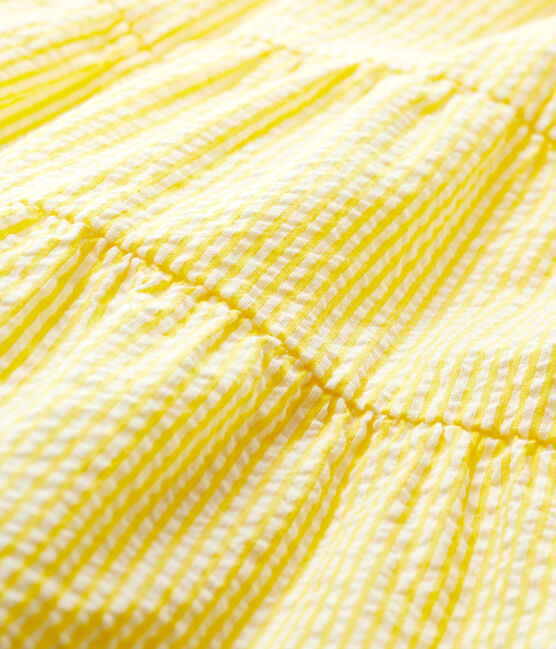 Robe manches courtes en seersucker rayé bébé fille jaune SHINE/blanc MARSHMALLOW