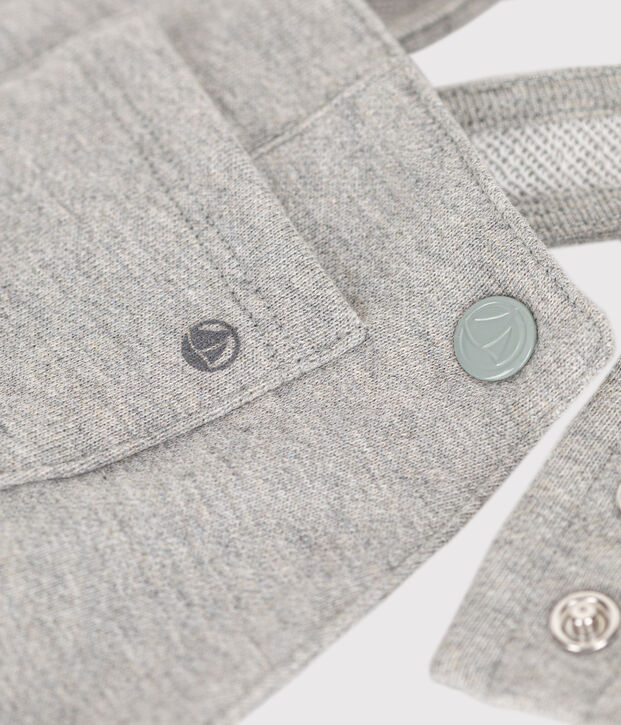 Salopette longue en molleton b&eacute;b&eacute; gris