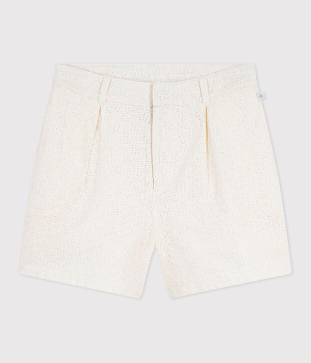 Short enfant en coton motifs c&oelig;urs blanc