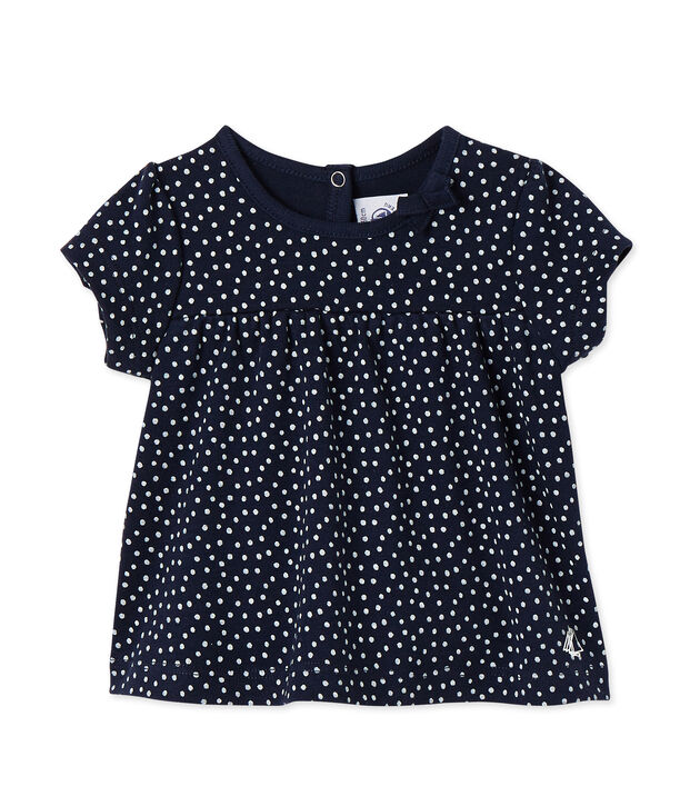 T-shirt b&eacute;b&eacute; fille imprim&eacute; bleu/blanc