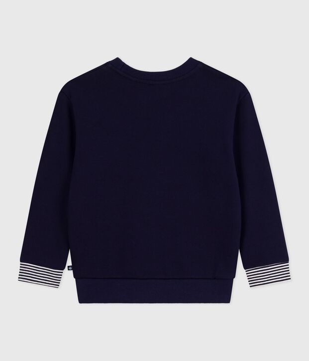 Sweatshirt enfant en coton imprim&eacute; bleu marine