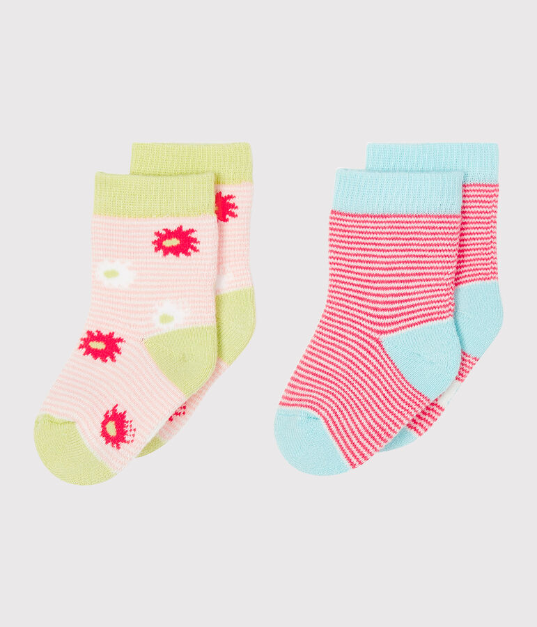 Lot de 2 paires de chaussettes b&eacute;b&eacute; fille multicouleur