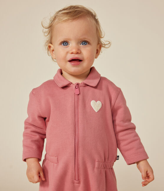 Combinaison longue en molleton bébé rose ROSEWOOD