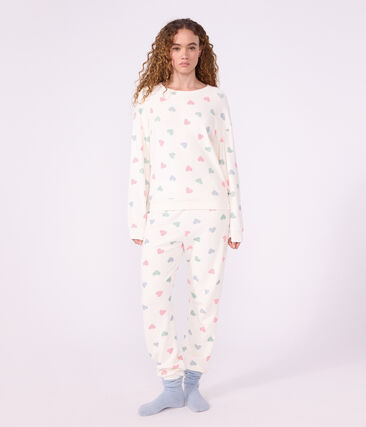 Pyjama femme en coton éponge imprimé cœurs