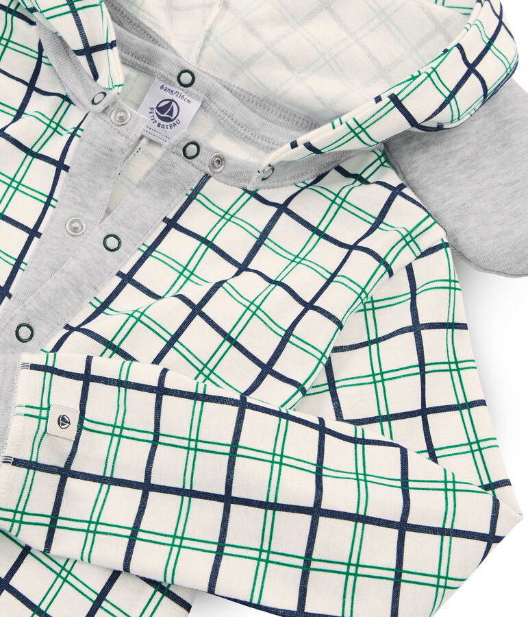 Combinaison longue petit gar&ccedil;on en c&ocirc;te blanc/multicouleur