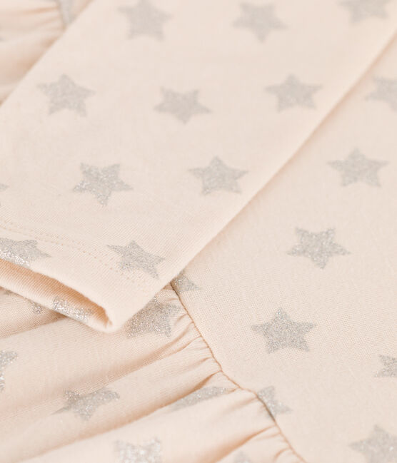 Robe manches longues en tubique imprimé enfant fille beige AVALANCHE/ ARGENT
