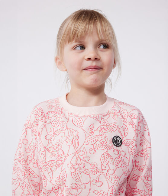 Sweatshirt enfant en coton imprimé rose FLEUR/ SPI