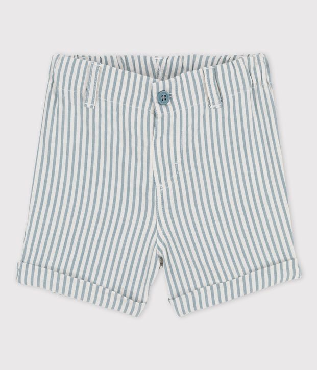Short ray&eacute; en seercucker b&eacute;b&eacute; vert/blanc