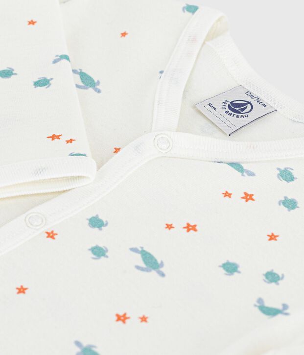 Pyjama b&eacute;b&eacute; en coton sans pieds imprim&eacute; tortues blanc/multicouleur