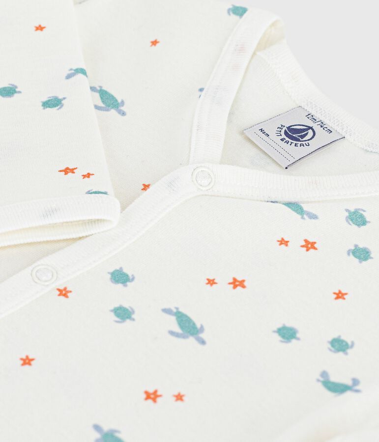 Pyjama b&eacute;b&eacute; en coton sans pieds imprim&eacute; tortues blanc/multicouleur