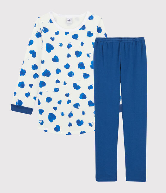 Chemise de nuit cœurs petite fille en molleton avec legging blanc MARSHMALLOW/blanc MULTICO