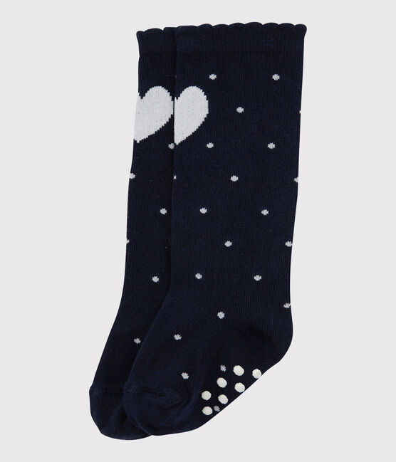 Chaussettes hautes bébé fille bleu SMOKING/blanc MARSHMALLOW