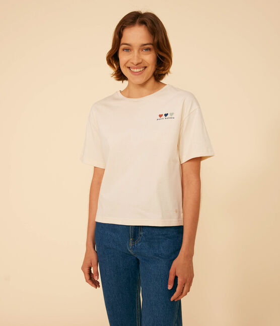 Tee-shirt le Boxy en coton femme écru AVALANCHE