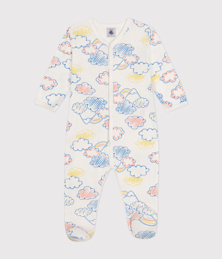 Pyjama en coton imprim&eacute; arc-en-ciel b&eacute;b&eacute; blanc MARSHMALLOW/blanc MULTICO