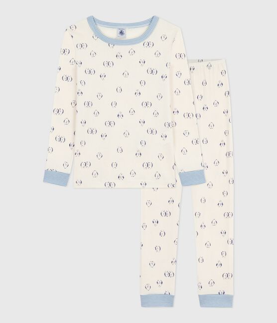 Pyjama enfant en coton jambes très ajustées imprimé bleu MILK/ SOIR