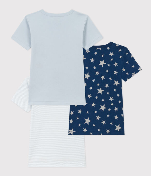 Lot de 3 tee shirts manches courtes &eacute;toile en coton petit gar&ccedil;on multicouleur