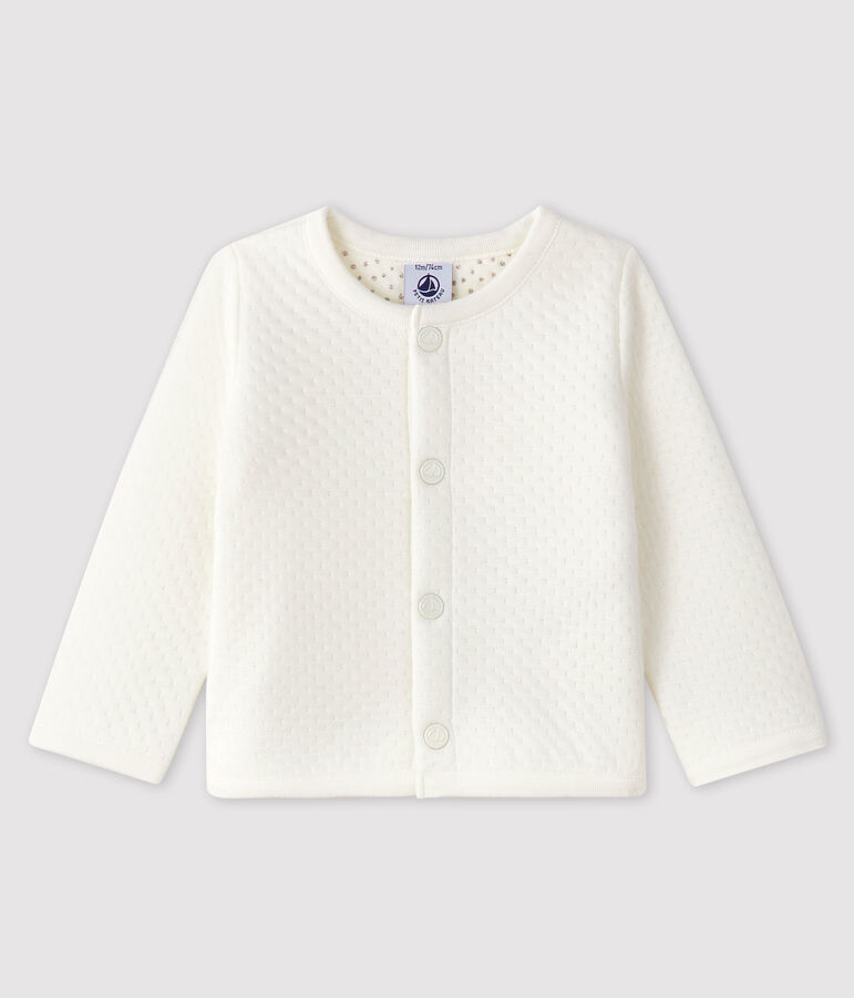 Cardigan b&eacute;b&eacute; fille en tubique blanc MARSHMALLOW