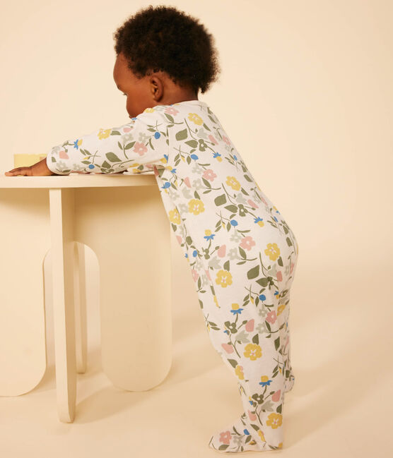 Pyjama imprimé  fleurs en coton bébé blanc AVALANCHE/ MULTICO
