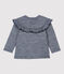 Blouse en laine et coton bébé bleu MEDIEVAL/blanc MARSHMALLOW