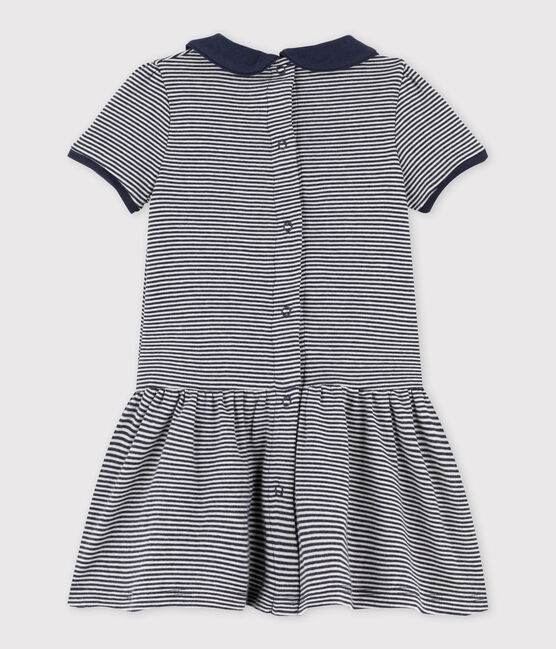 Robe bébé fille rayée milleraies bleu SMOKING/beige COQUILLE