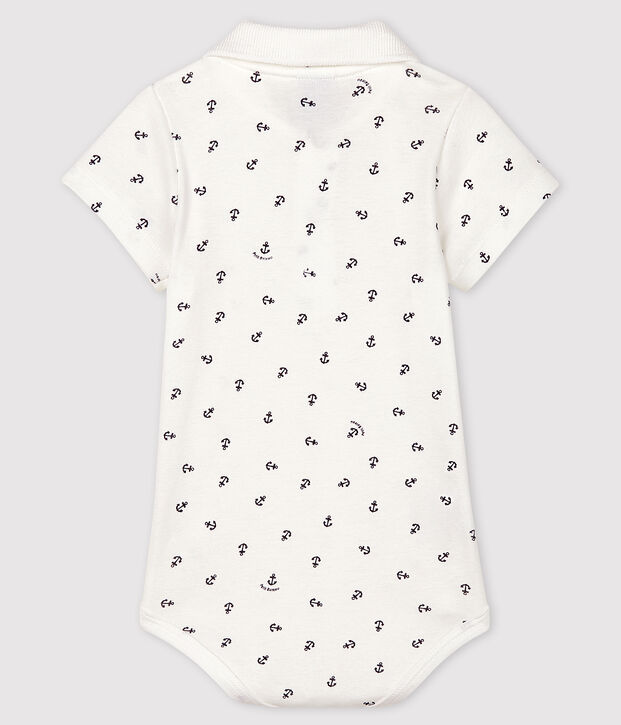 Body imprim&eacute; en coton manches courtes b&eacute;b&eacute; gar&ccedil;on blanc/bleu