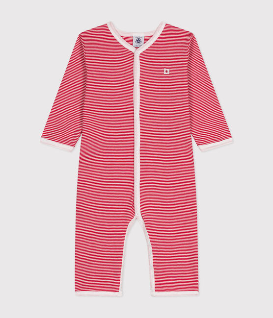 Pyjamas bébé manches longues sans pieds en coton rouge CORRIDA/blanc MARSHMALLOW