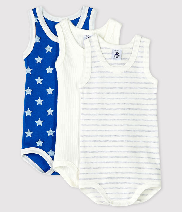 Lot de 3 bodies sans manches b&eacute;b&eacute; gar&ccedil;on multicouleur