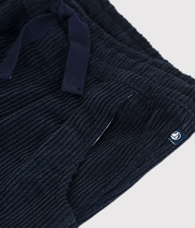 Pantalon en velours c&ocirc;tel&eacute; enfant gar&ccedil;on bleu marine