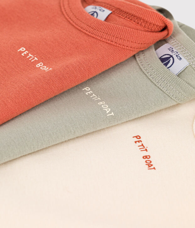 Lot de 3 bodies manches longues b&eacute;b&eacute; en coton multicouleur