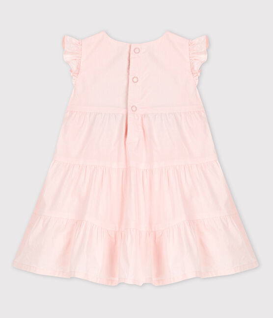 Robe sans manches bébé en popeline rose FLEUR