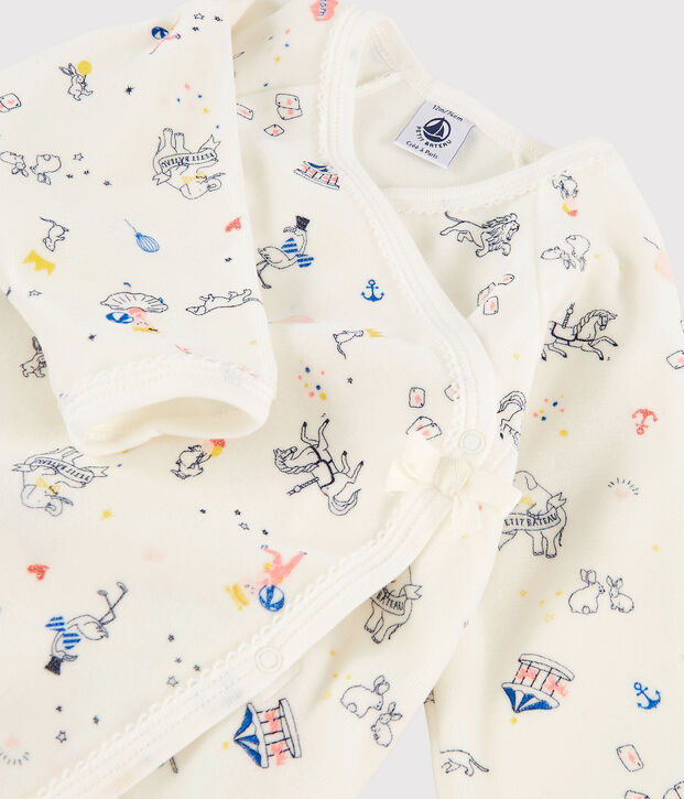 Dors-bien &agrave; imprim&eacute; carrousel b&eacute;b&eacute; fille en velours blanc/multicouleur