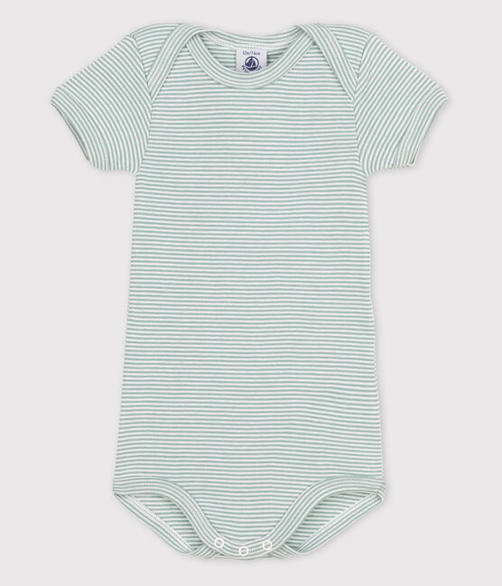 Body manches courtes bébé fille bleu PAUL/blanc MARSHMALLOW
