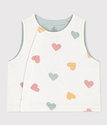 PETIT BATEAU - Gilet sans manche bébé coeurs reversible en coton