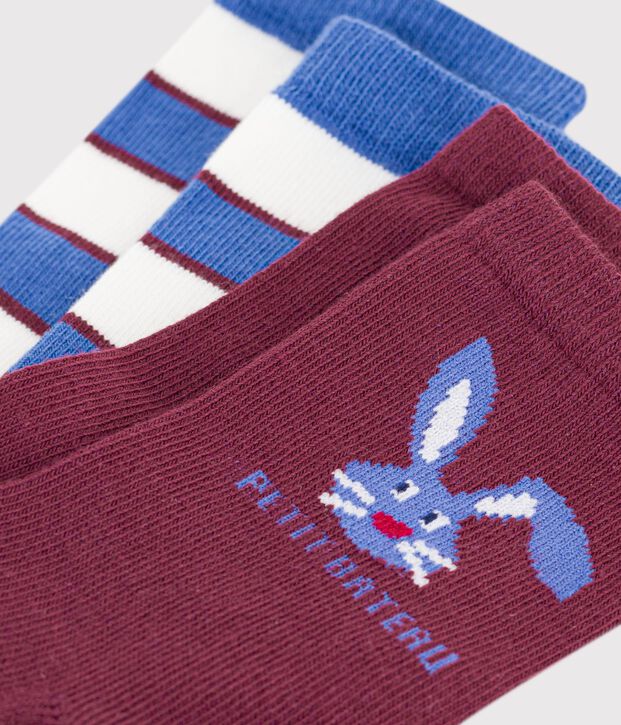 2 paires de chaussettes enfant en coton ray&eacute;es et motif animalier multicouleur