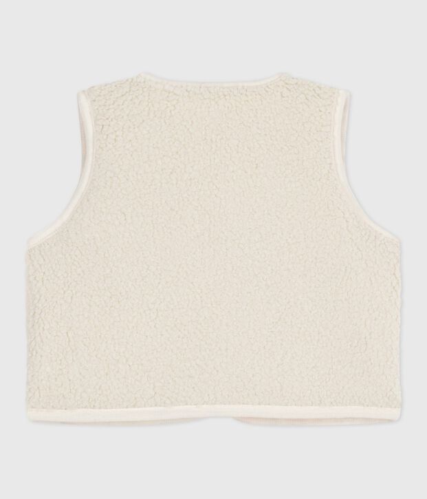 Gilet b&eacute;b&eacute; en popeline de coton et sherpa sans manche imprim&eacute; &eacute;cru/multicouleur