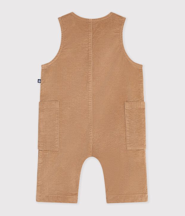 Combinaison longue b&eacute;b&eacute; en velours uni beige fonc&eacute;