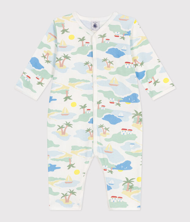 Pyjama b&eacute;b&eacute; en coton sans pieds imprim&eacute; blanc/multicouleur