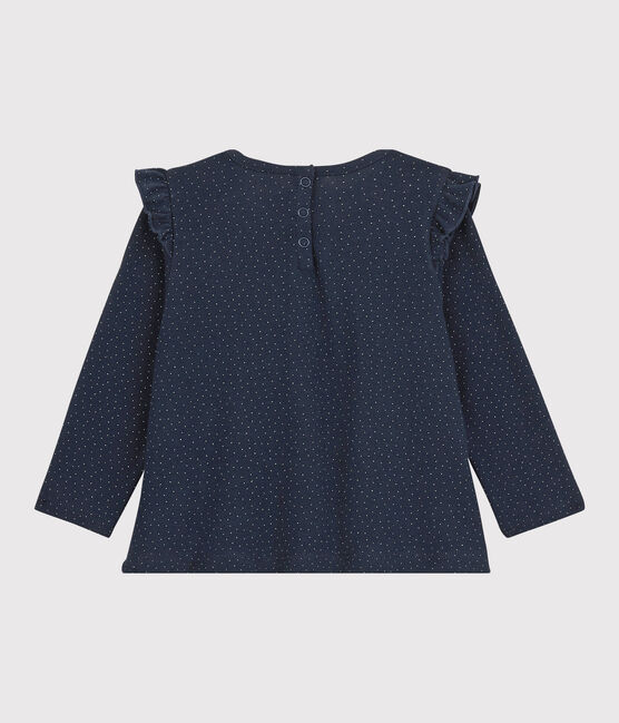 Blouse en coton bébé. bleu SMOKING/blanc MARSHMALLOW