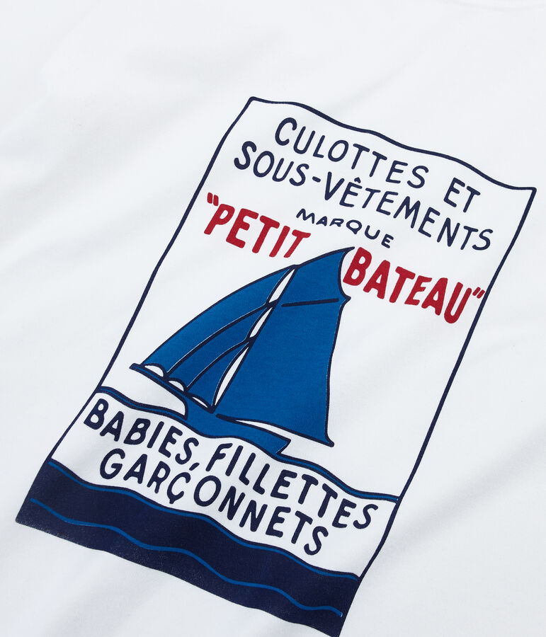 Tee-shirt mixte motif carte postale blanc