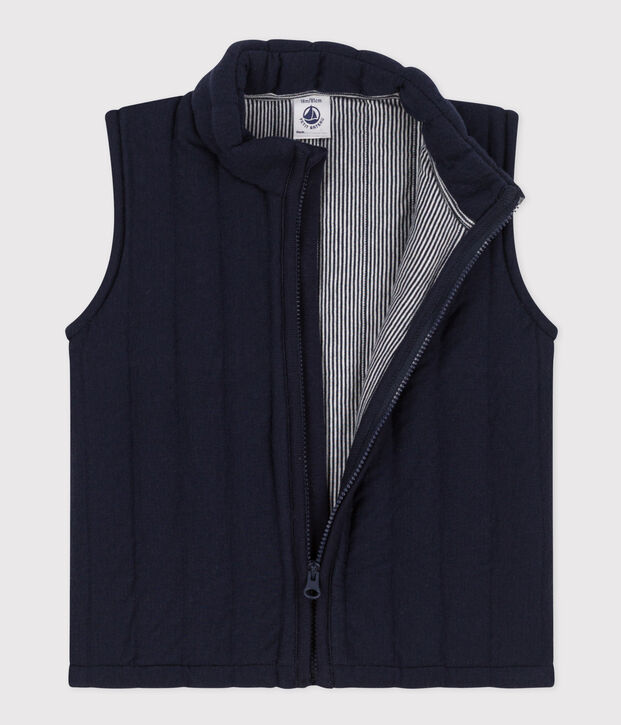 Veste sans manche en tubique matelass&eacute; b&eacute;b&eacute; bleu