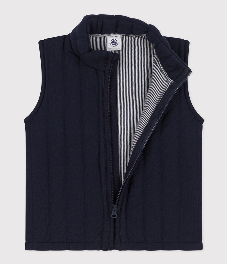 Veste sans manche en tubique matelass&eacute; b&eacute;b&eacute; bleu