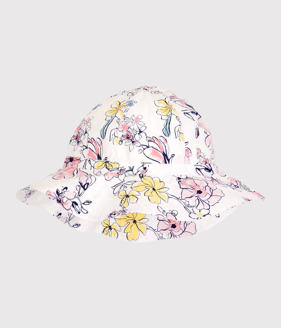 Capeline en popeline enfant fille blanc MARSHMALLOW/blanc MULTICO
