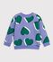 Sweatshirt enfant en coton imprim&eacute; c&oelig;urs violet/multicouleur