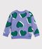 Sweatshirt enfant en coton imprim&eacute; c&oelig;urs violet/multicouleur