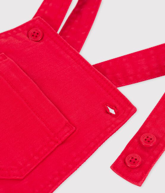 Salopette courte en denim coloré bébé rouge PEPS