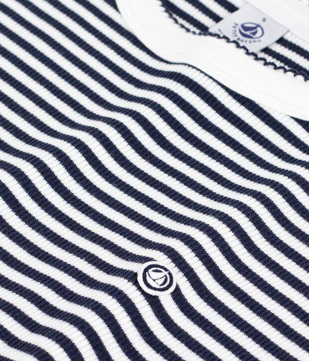 Robe courte femme en coton bleu/blanc