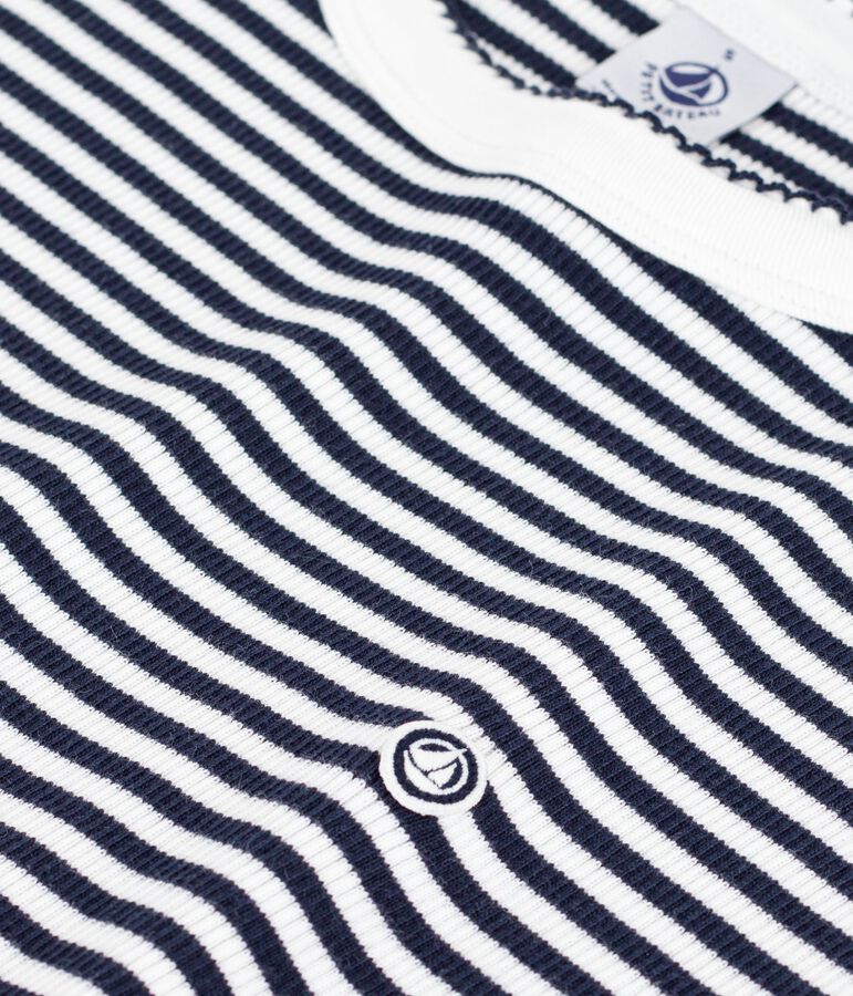 Robe courte femme en coton bleu/blanc