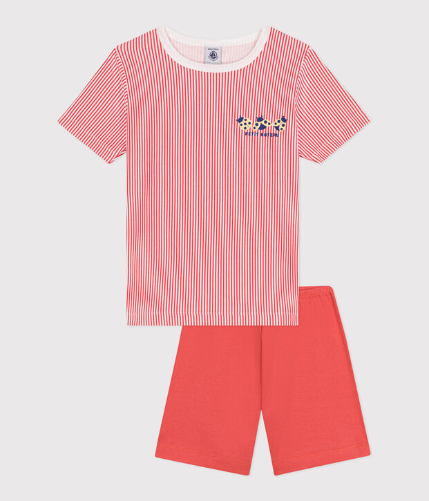 Pyjama short enfant en coton rouge/multicouleur